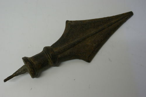 ANTIQUE LARGE HEAVY FRENCH CAST IRON FINIAL SPIKE MONUMENT, FENCE,19th